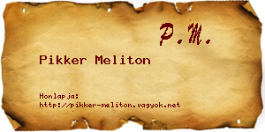 Pikker Meliton névjegykártya